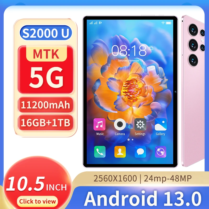 2023 New Arrival 10.5 Inch 10 Core Tablet Android 13 Google Play Dual 4G/5G Network GPS Bluetooth WiFi Tablets 16GB RAM 1TB ROM