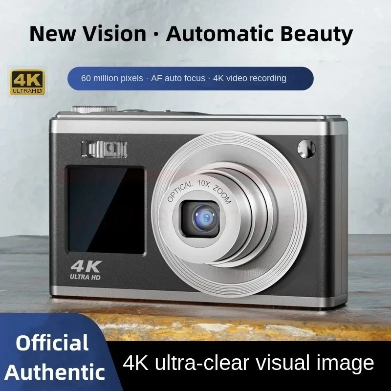 4K HD Digital Camera IPS Dual Screen Telescopic Lens Digital Camera 10x Optical Zoom Beauty Photography Camera Student Camcorder