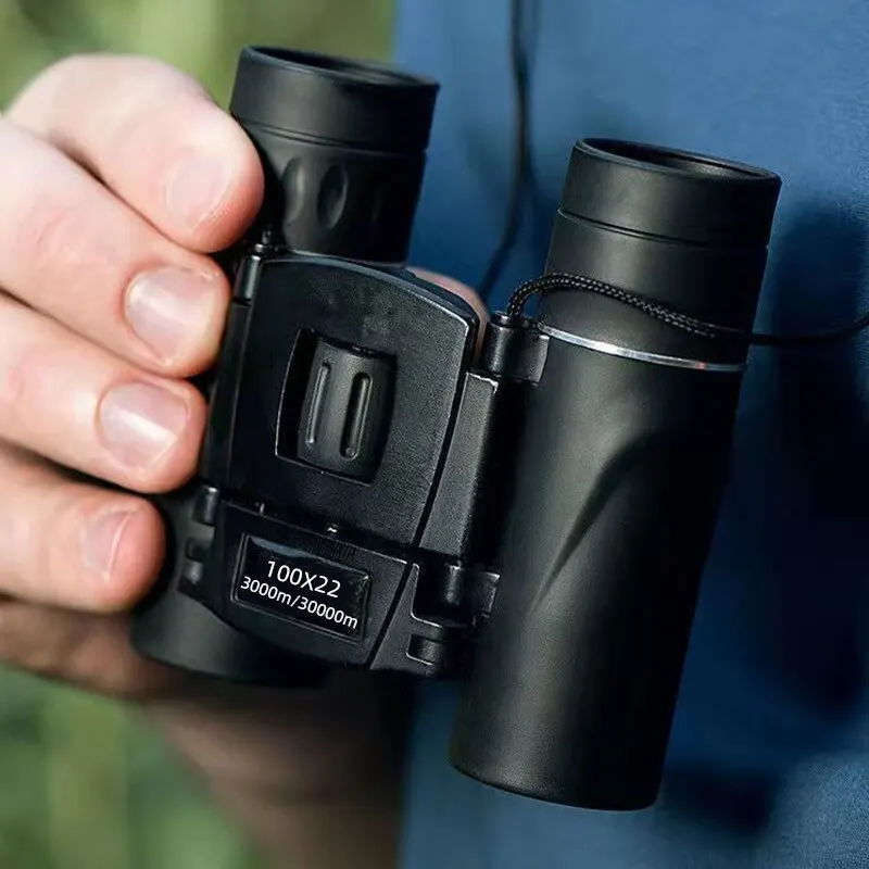 100×22 Mini Portable Hd Binoculars 30000m Long Range Folding Bak4 Fmc Optics For Hunting Sports Outdoor Camping Travel