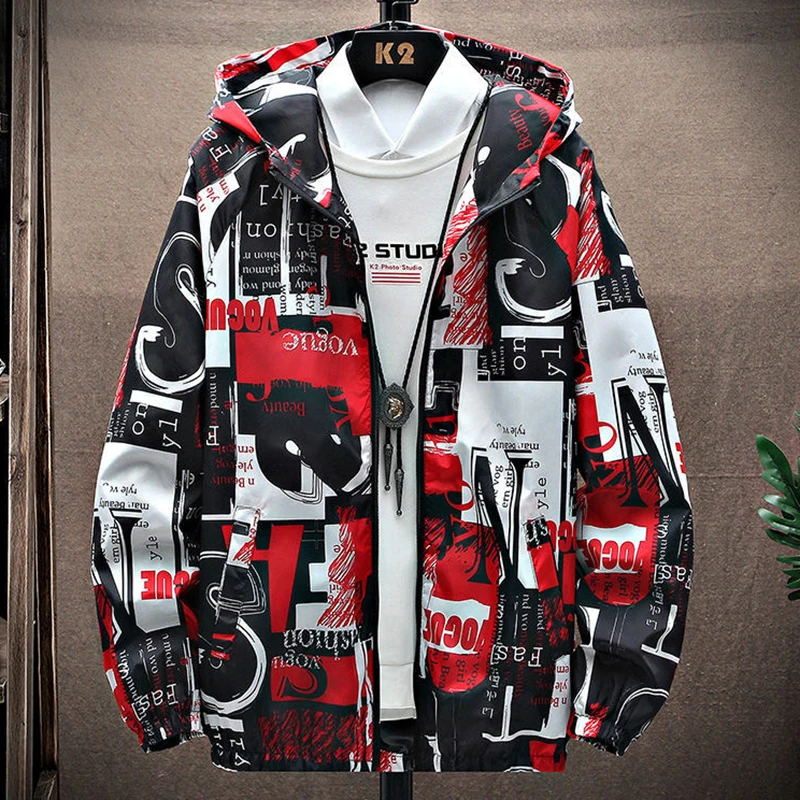 2023 Spring Men’s Windbreakers Casual Hooded Jacket New Cool Waterproof Coat Male Outerwear Men’s CLothing Plus Size 5XL