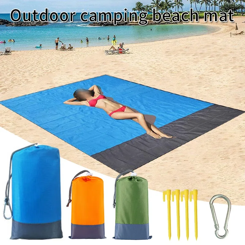 2×2.1cm Large Waterproof Beach Mat Anti-sand Blanket Folding Camping Mat Pocket Portable Mattress Lightweight Outdoor Picnic Pad