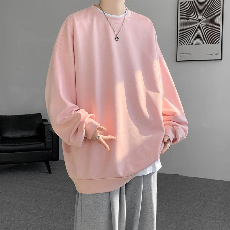 Men’s Hoodies Korean Fashion Harajuku Oversized Pullover Hip Hop Long Sleeve Hooded Sweatshirts Streetwear Woman Pink Black Top