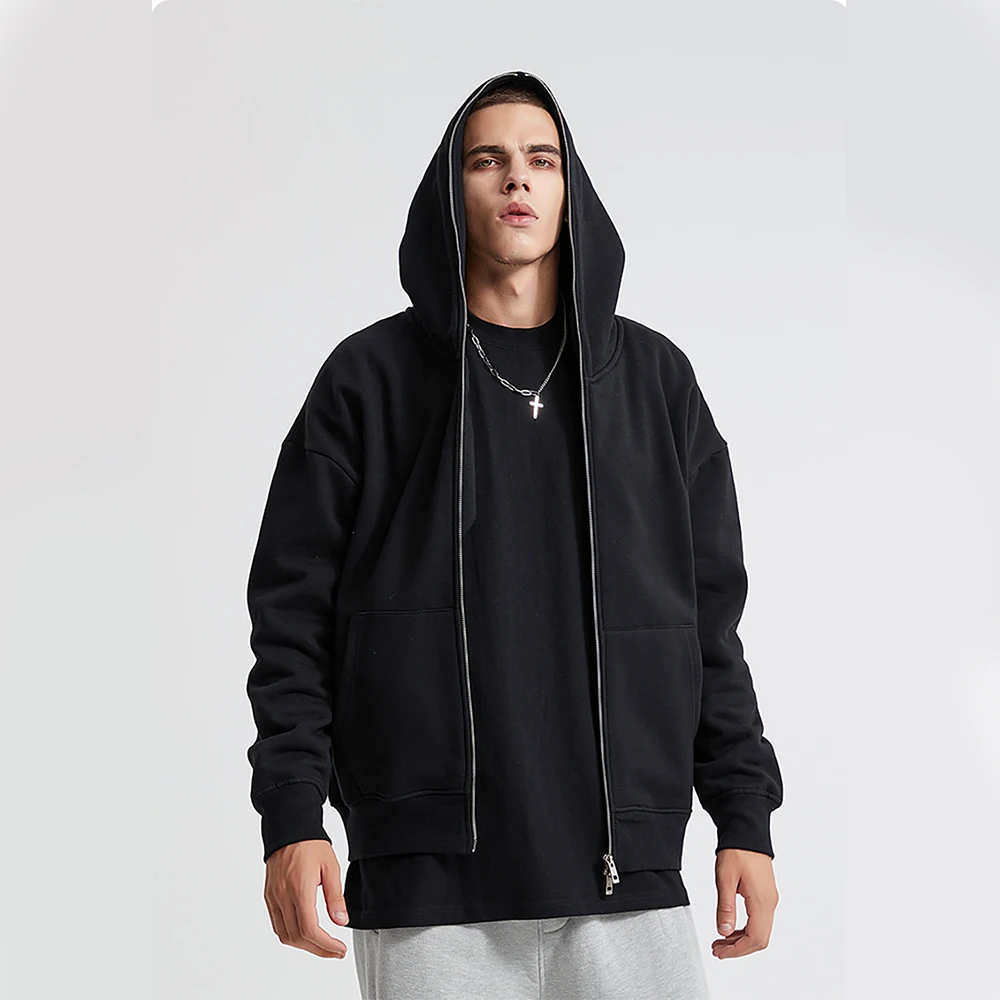 Men’s Zipper Hoodie Sweatshirt Cardigan Unisex Solid Color Classic Jackets Men’s Outerwear Y2K Pullover Men’s Clothing