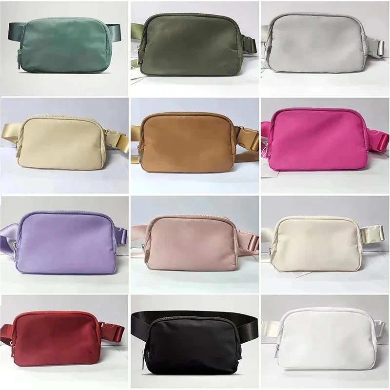 Metal Logo Belt Bag Fitness Waist Outdoor Sports Zip Oxford for LuLu Waist Bag Lemon Bags for Travel Workout Running Hiking