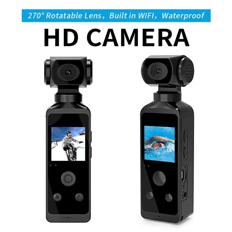 New 4K 1080P Pocket Camcorder HD Cam 1.3″  LCD Screen 270° Rotatable Wifi Mini sports Camera with Waterproof Case Motion Cameras