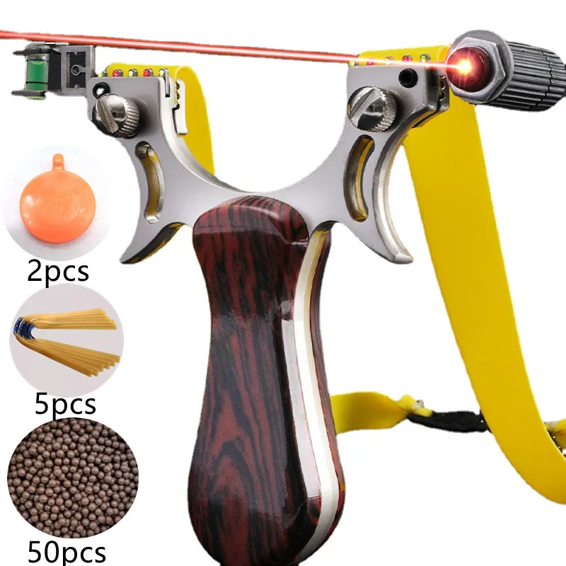 Powerful Laser Aiming Slingshot Alloy Fast Pressure Catapult Set Precisional Outdoor Hunting Accessories Shooting Sports Tools