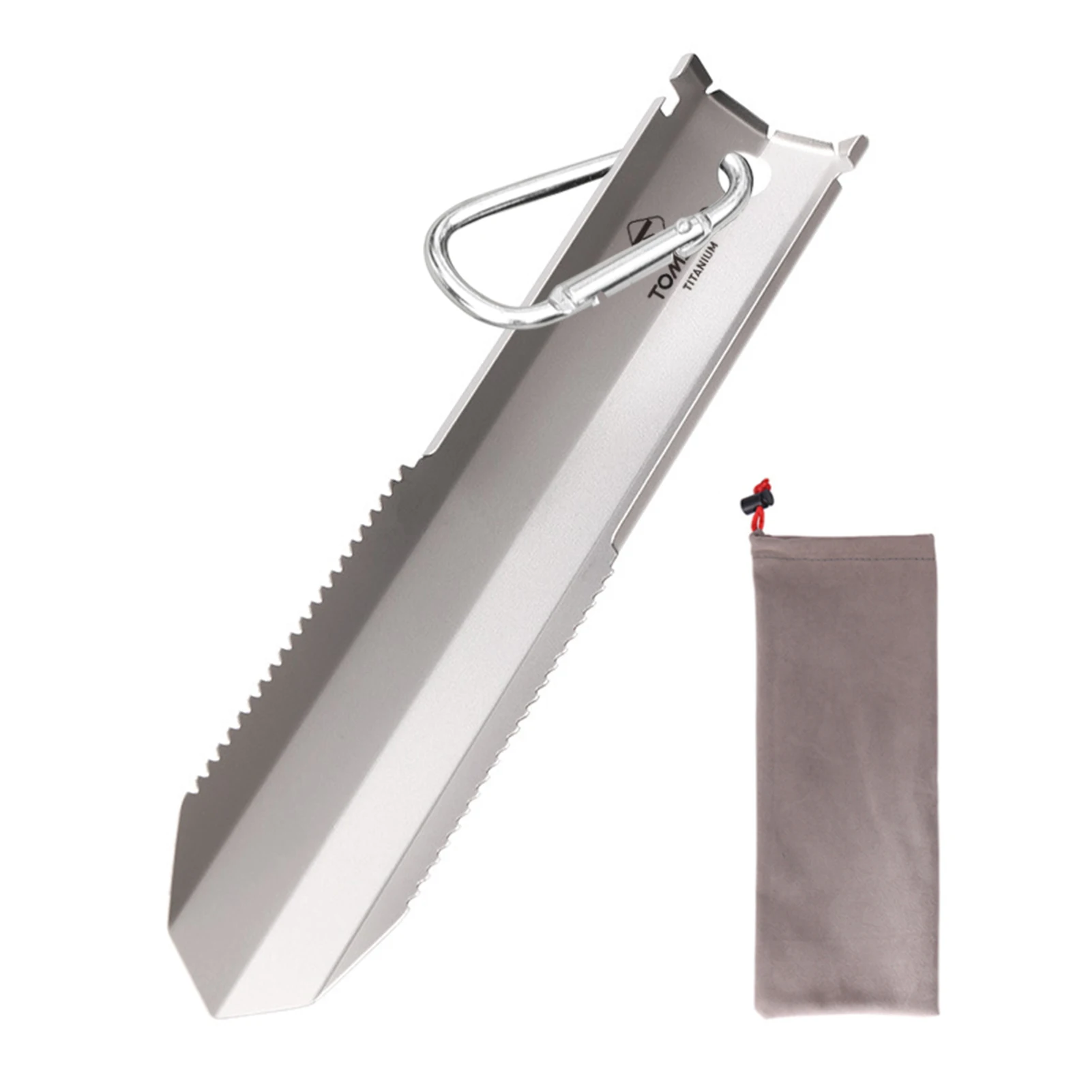 TOMSHOO Titanium Garden Hand Serrated Shovel Outdoor Camping Hiking Backpacking Trowel with Clip