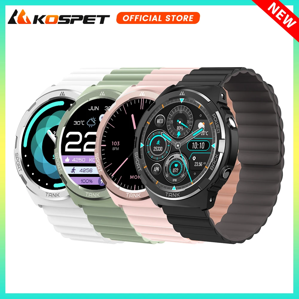 2024 KOSPET TANK S1 AOD Smart Watches For Women AMOLED Watches IP69K Waterproof Bluetooth Call Sport Electronic Smartwatch Men