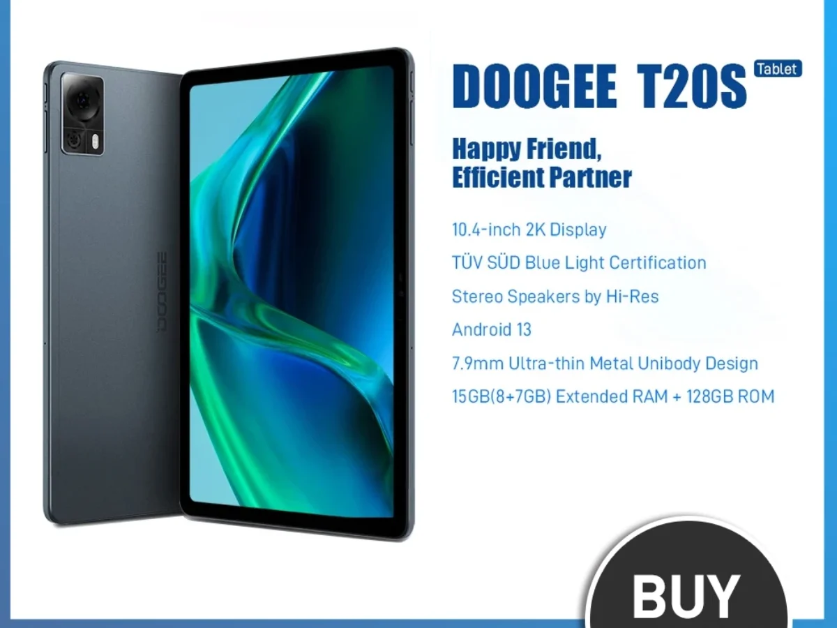DOOGEE T20S 10.4Inch Tablet PC 8GB RAM+128GB ROM 2K Display 4G Tablet  7500mAh Battery 13MP Main Camera Global Version Android 13 : Gearbest