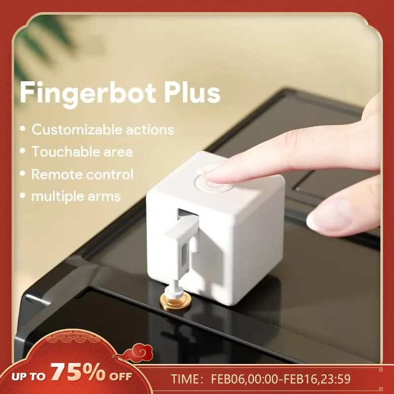 SwitchBot Bot with Remote, Programmable Bluetooth Smart Button Pusher, White