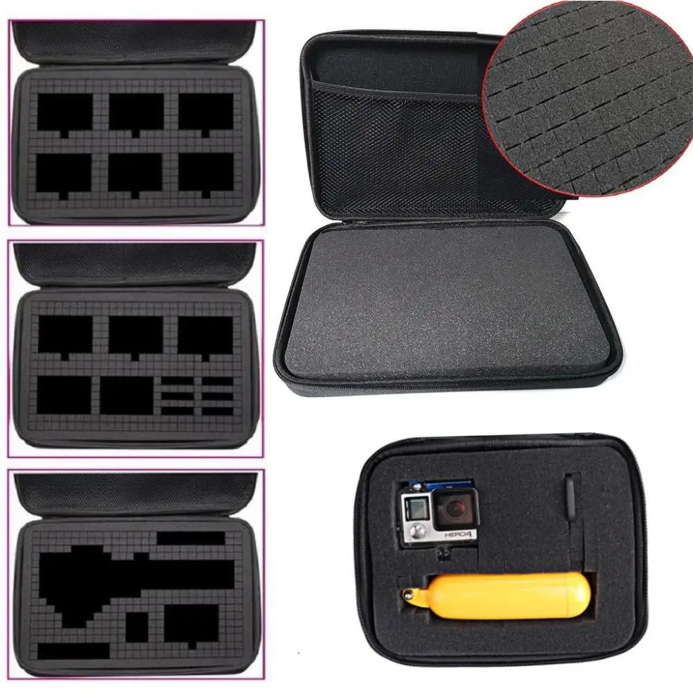 1PC Portable Accessories Collection Foam Shockproof DIY Case Storage Bag Box For GoPro Xiaomi SJCAM DJI OSMO EKEN SJCAM