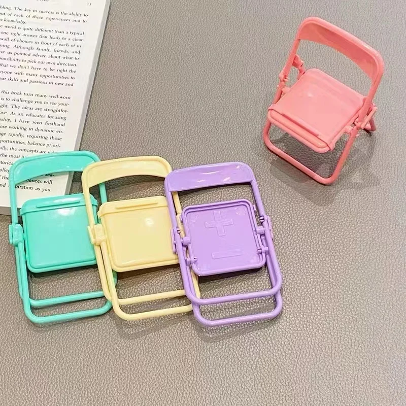 1pcs Cute Sweet Creative Desktop Mini Chair Stand Can Be Used As Decorative Ornaments Foldable Lazy Drama Mobile Phone Holder