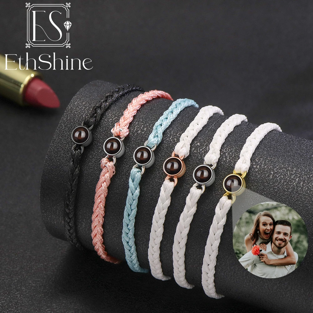 2023 Braided Bracelet Personalized Circle Photo Bracelet Custom Projection Necklace Personality Memorial Birthday Christmas Gift