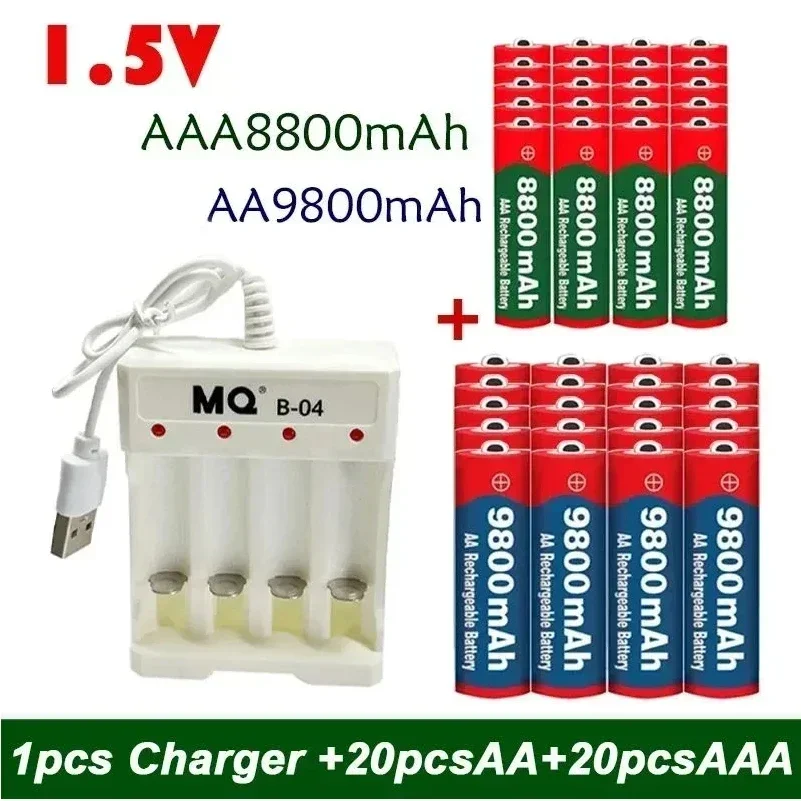 2024 NEW 1.5V AA9800mAh+AAA8800mAh+charger , Rechargeable Nickel Hydrogen Battery, Used for Electronic Toys,  Camera Batteries