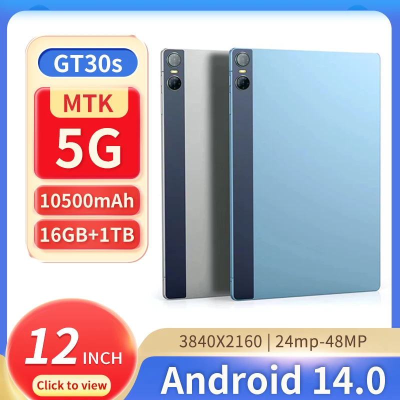 5G 2024 New Tablet 12 Inch Android 13.0 16 GB RAM 1TB ROM Dual SIM Dual standby WIFI GPS Google Play Worldwide Edition keyboard