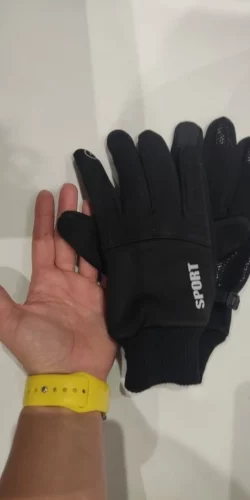 Black Winter Warm Full Fingers Waterproof Cycling Outdoor Sports Running Motorcycle Ski Touch Screen Fleece Gloves photo review