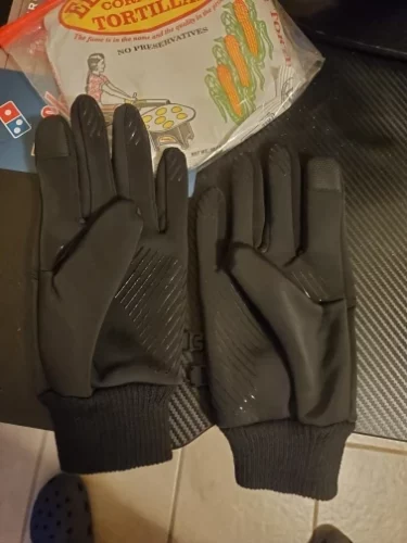 Black Winter Warm Full Fingers Waterproof Cycling Outdoor Sports Running Motorcycle Ski Touch Screen Fleece Gloves photo review