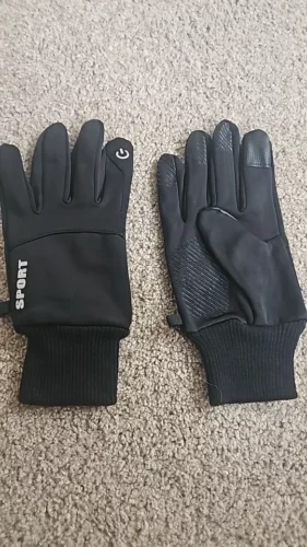 Black Winter Warm Full Fingers Waterproof Cycling Outdoor Sports Running Motorcycle Ski Touch Screen Fleece Gloves photo review
