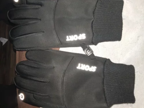 Black Winter Warm Full Fingers Waterproof Cycling Outdoor Sports Running Motorcycle Ski Touch Screen Fleece Gloves photo review