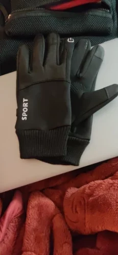 Black Winter Warm Full Fingers Waterproof Cycling Outdoor Sports Running Motorcycle Ski Touch Screen Fleece Gloves photo review