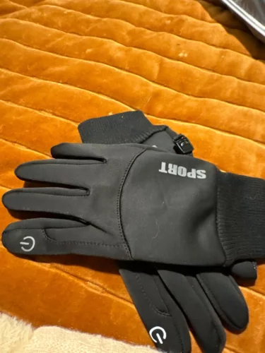Black Winter Warm Full Fingers Waterproof Cycling Outdoor Sports Running Motorcycle Ski Touch Screen Fleece Gloves photo review