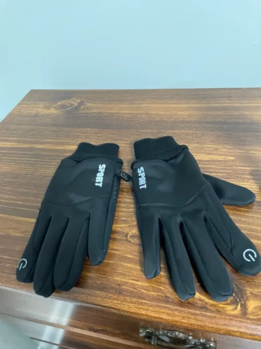Black Winter Warm Full Fingers Waterproof Cycling Outdoor Sports Running Motorcycle Ski Touch Screen Fleece Gloves photo review