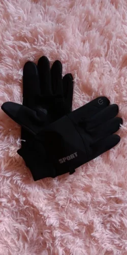 Black Winter Warm Full Fingers Waterproof Cycling Outdoor Sports Running Motorcycle Ski Touch Screen Fleece Gloves photo review