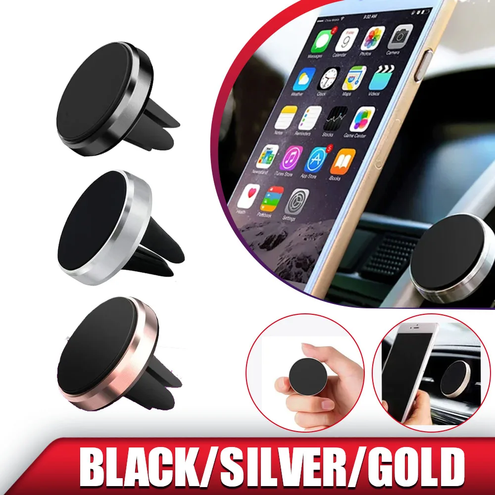 Car Vent Mobile Phone Holder Car Magnetic iPhone Aluminum Alloy Samsung Convenient GPS Stand Bracket Universal Auto Parts