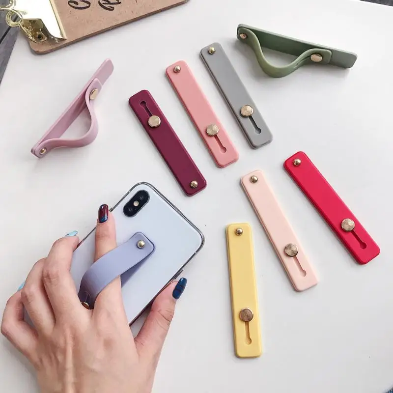 Mobile Phone Holder Wrist Band Push Pull Socket Holder Color Hand Band Plain Finger Grip