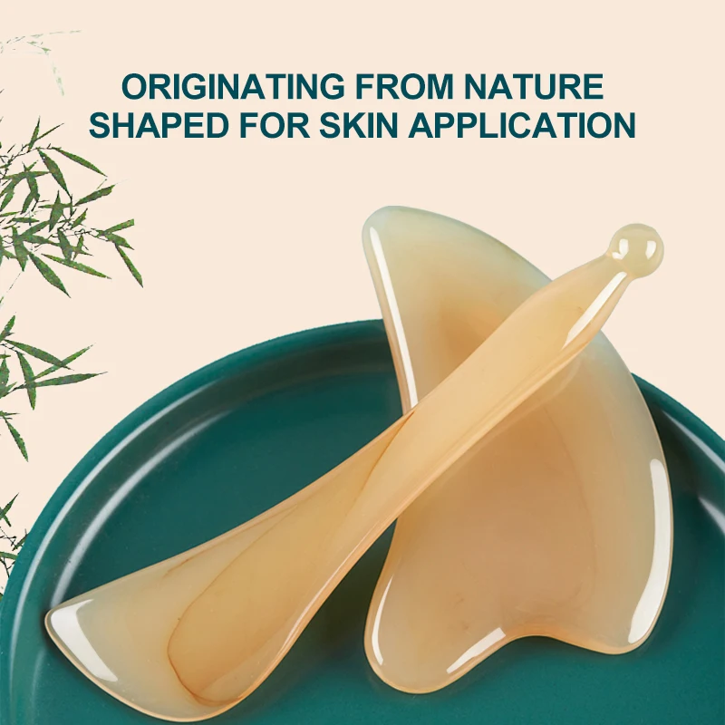 Natural OX Horn Gua Sha Board Massager for Face Neck Eye Resin Facial Massage Instrumenr Beauty Health Care Scraping Tool