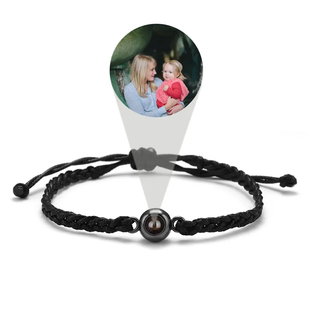 Personalized Custom Photo Bracelets for Women Men Bangles Braided Adjustable Size Jewelry Multicolor Rope Couple Bracelet Gift