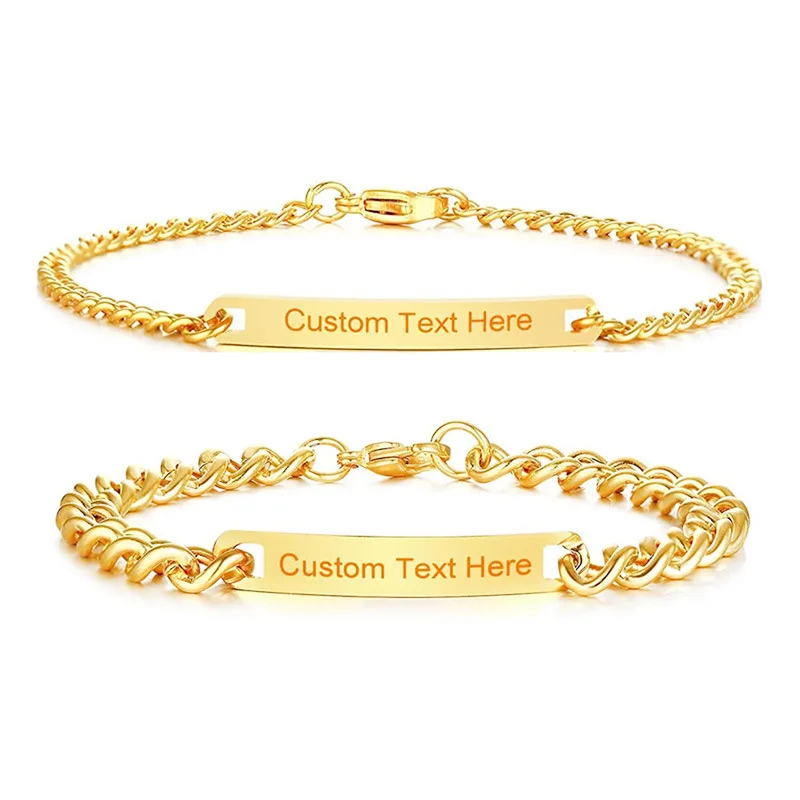 Stainless Set Custom Text Bracelet Hand-carved Name Date Personalized Couple Bracelet Spotify Music Code Valentine’s Day Gift