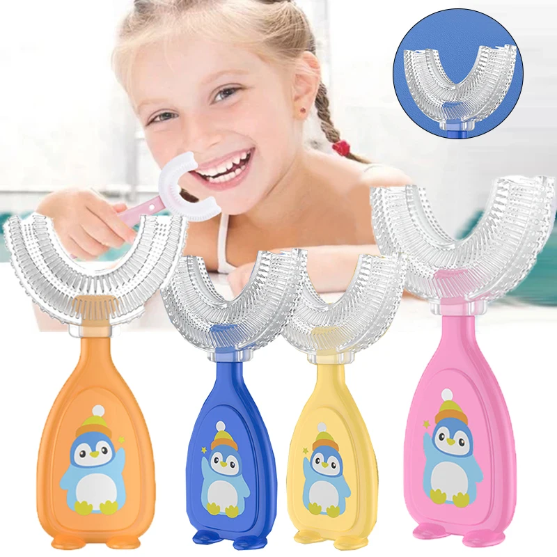 U-shape Kids Toothbrush Children’s Toothbrush Silicone Cleaning Toothbrush Healthy 360° Cleaning Oral Care Health Beauty Soft
