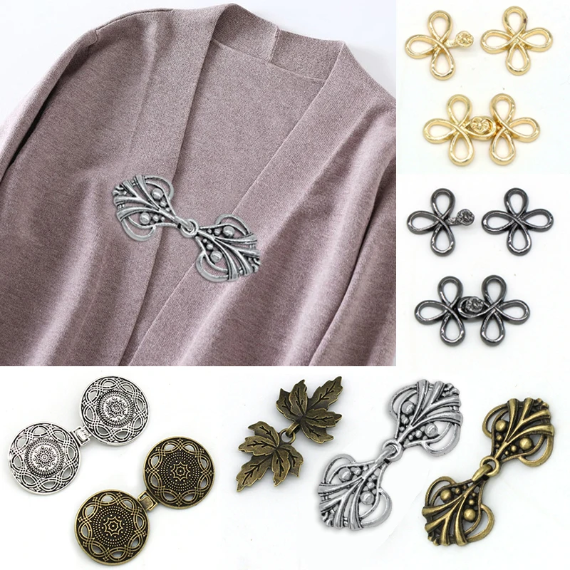 1 Pair Vintage Sewing Cardigan Clips Women Shawl Brooch Sweater Blouse Pin Cloak Clasps Fasteners Buckle Brooch Clip Jewelry