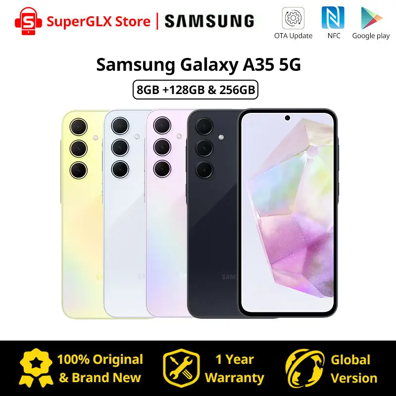 2024 New Samsung Galaxy A35 5G Smartphone 128GB/256GB Exynos 1380 Android 14 OS 6.6in 120Hz Super AMOLED Display 5000mAh Battery