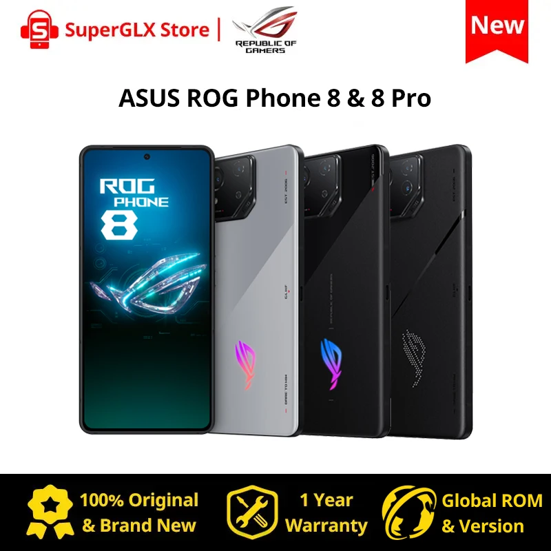 2024 Original ROG Phone 8 & 8 Pro 5G Gaming Phone Snapdragon 8 Gen 3 6.78” 165Hz AMOLED Display 50MP IMX890 Main Camera ROG 8