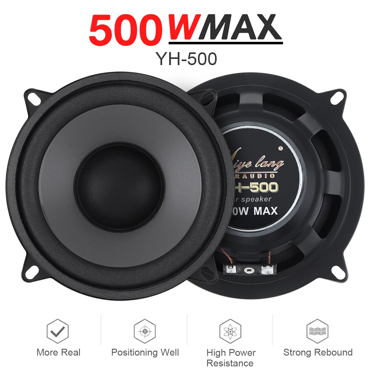 5 Inch 500W Car Speakers 2-Way Auto Door Audio Music Stereo Full Range Frequency Automotive HiFi Coaxial Speakers Subwoofer