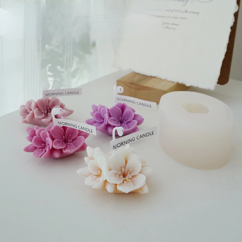 Aromatherapy Candle Silicone Mold 3D Peach Flower Shape Soap Silicone Mould DIY Candle Form Soap Mould Cake Decoration Supplies
