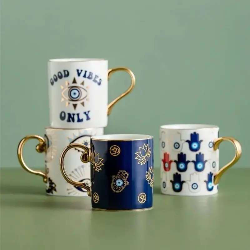 Blue Eye Coffee Cup Devil’s Eye Turkish Ceramic Mug Home Breakfast Milk Novelty Cup Water Cup Afternoon Tea Cup Couples Gifts