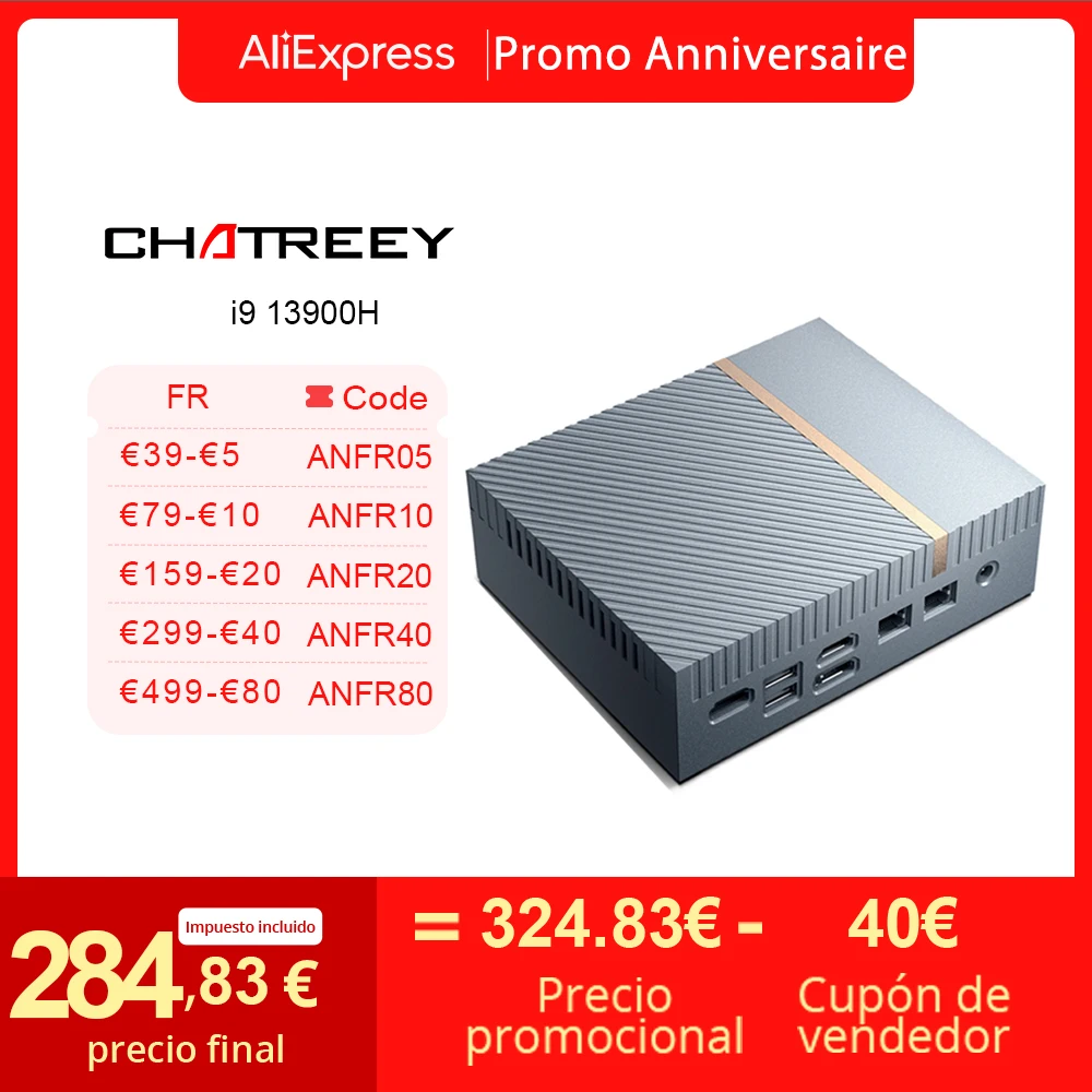 Chatreey IT12 Mini PC  Intel Core i7 1360P i9 13900H Gaming Desktop Computer 2×2.5G Ethernet PCIe 4.0 Wifi 6 Thunderbolt 4