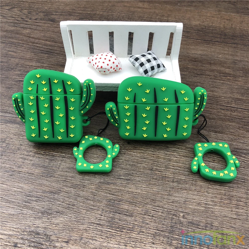Cute Green Cactus Case For Airpods 1/2/Pro Silicone Cases For Apple Airpods2 Bluetooth Earphone Cover Lovely Plant Soft Shell