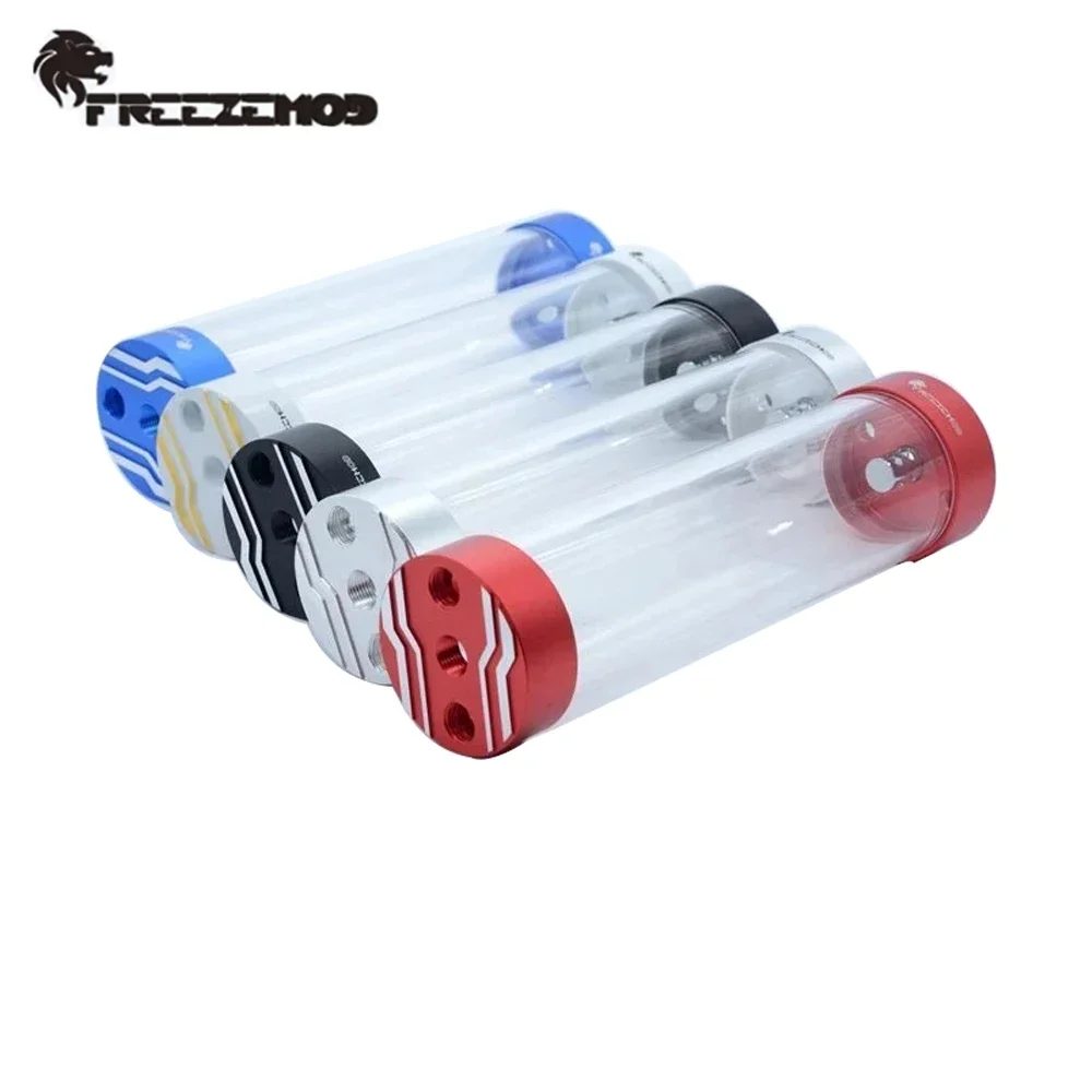 FREEZEMOD OD60mm Acrylic Reservoir 80mm-330mm Water Tank Dual Metal Cover Water Pump Built-in Bubbler MOD PC Water Cooling Kit