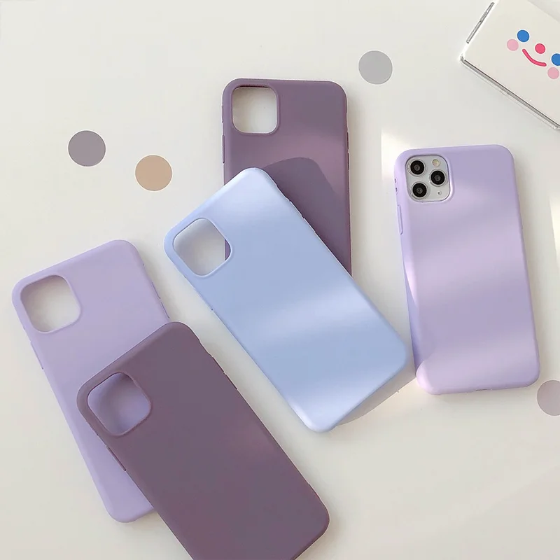 Fashion Color Soft Soft Silicone Phone Case For iphone 14 13 12 11 Pro Max Xs XR 7 8 Plus Purple Back Shockproof TPU Cover