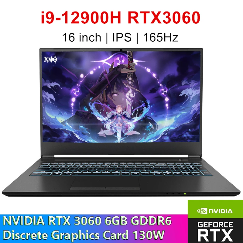 Gaming Laptop 16″ IPS FHD Display Intel Core i9 12900H i7-12700H GeForce RTX 3060 GDDR6 6GB 64GB DDR4 1TB SSD Windows 11 Pro
