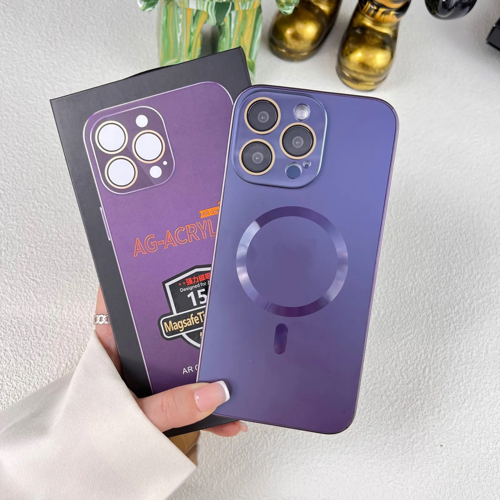 Gift Box Luxury Titanium Alloy Frame Magnetic Phone Case With Lens Protection For iPhone 15 14 13 12 11 Pro Max Plus Anti Drop