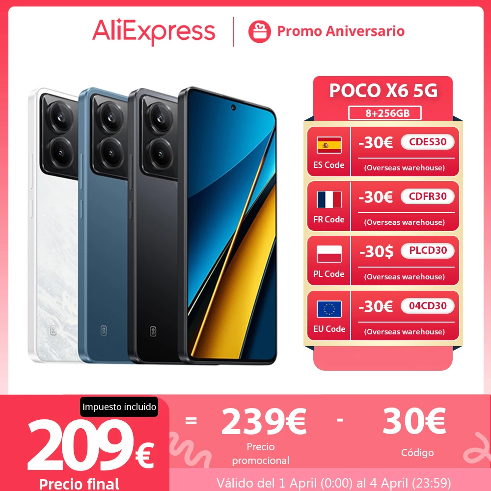 Global Version POCO X6 5G 256GB Snapdragon 7s Gen 2 120Hz FIow AMOLED 64MP 67W Fast Charge 5100mAh Battery