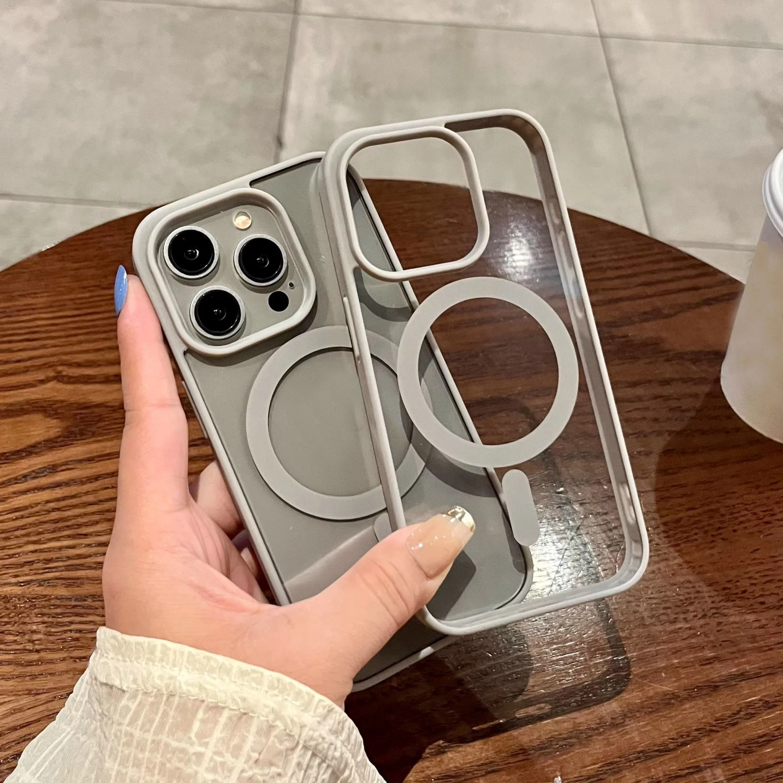 Ins Natural Titanium Magnetic Matte Phone Case For iPhone 15 14 12 11 13 Pro Max Plus + Magsafe Charging Clear Bumper Gift Box