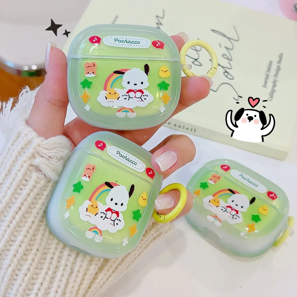 Light Green Jade Dog for Airpods Third Generation Protective Cover ApplePro Earphone Cover New 1/2 Generation Silicone Transpare