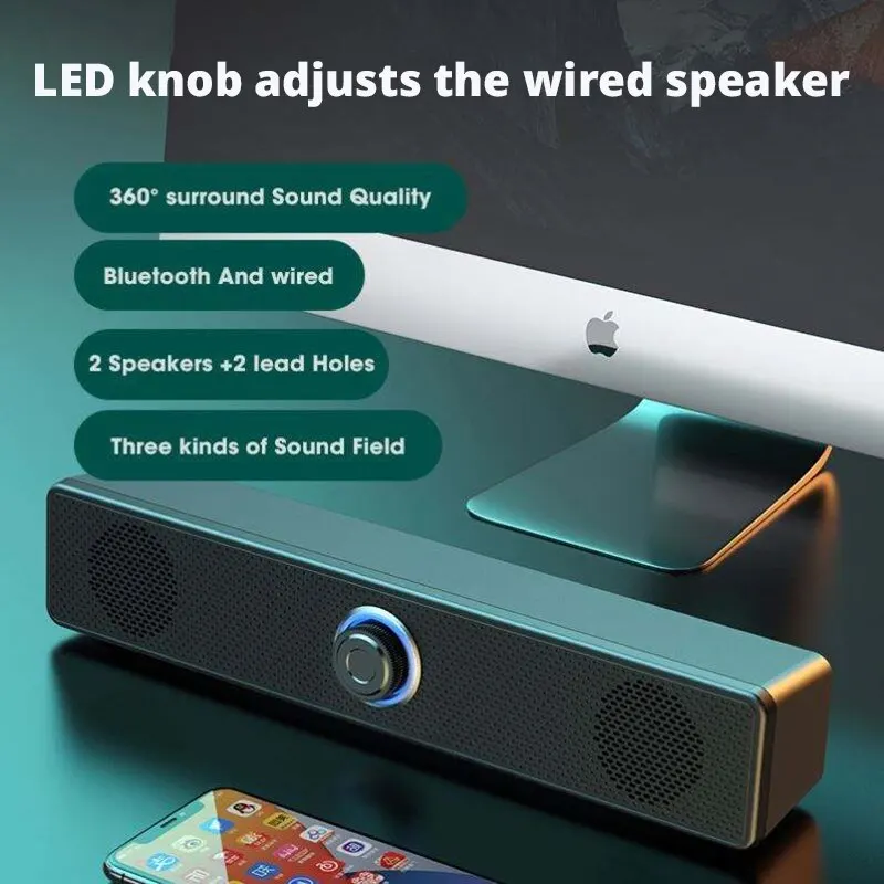 Long Bar Car Audio Desktop Audio Laptop USB Knob Wired Mini Soundbar Portable Speaker