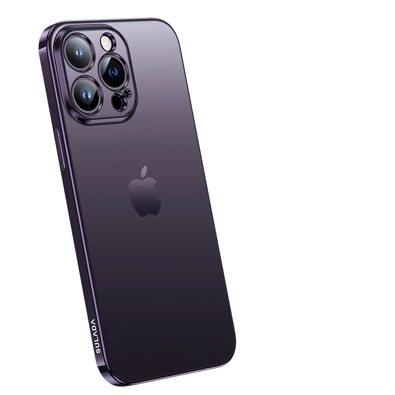 Luxury Purple Matte Plating Phone Case For iPhone 15 14 Plus 13 Pro Max 12 Mini 11 XS X XR SE 2022 2020 iPhone14 Cover Accessory